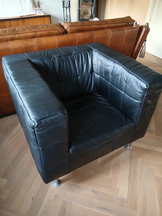 Image 1 of Vintage Leather Cube Armchair in Wittmann Style
