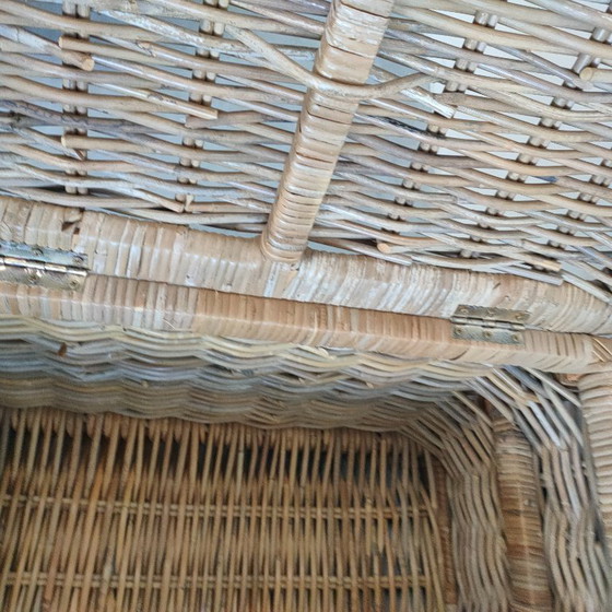 Vintage rattan/rieten 'Boho chic / Riviéra Maison' stijl mand/salontafel dekenkist – Opbergkast, Other (photo 7 of 10)