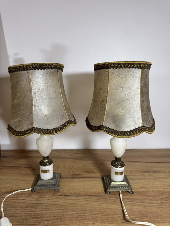 Image 1 of Pair of alabaster lamps