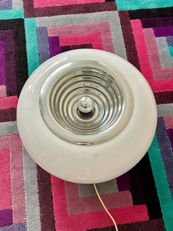 Image 1 of Außergewöhnliche „Schwarz-Weiß“-Pendelleuchte von Achille & Pier Giacomo Castiglioni für Flos – Makelloser Zustand – 1968