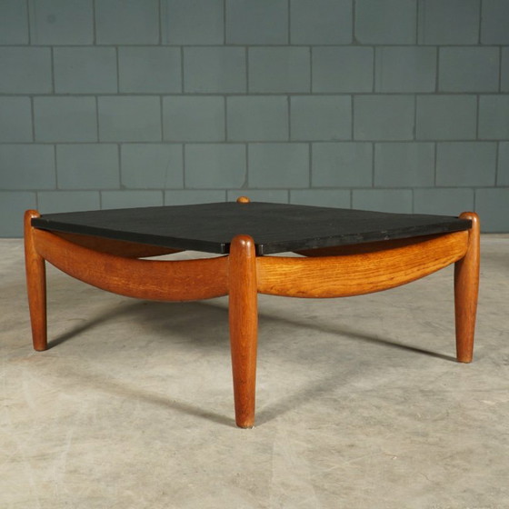Vintage Oak Coffee Table – Carl Straub – 1960s – Wood, Ceramic (photo 6 of 11)