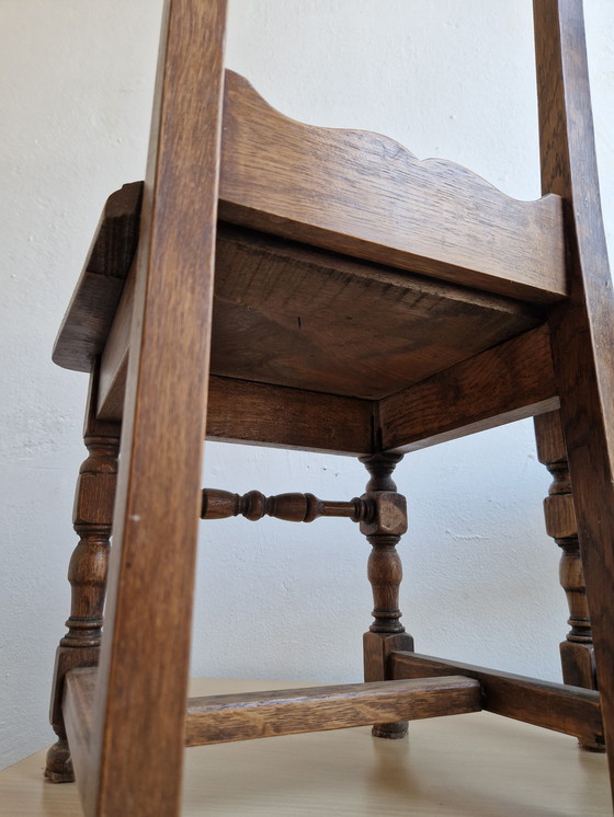 Image 1 of 2x Antique Chairs With Open Back Turned Legs Century
