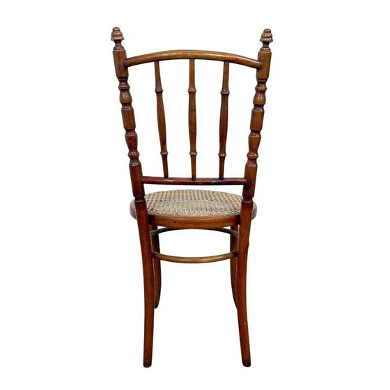 Image 1 of Set of four antique bentwood café chairs – Thonet / Fischel style – webbing seats
