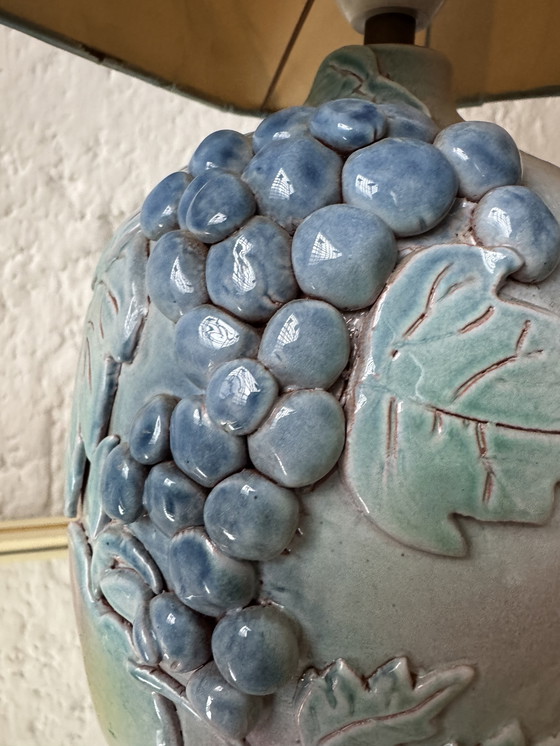 Image 1 of Handgefertigte Majolikalampe mit Fruchtmotiv, 1970er Jahre