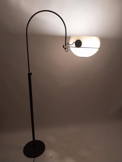 1 x Gepo arc floor lamp in brown and beige 1970s height adjustable