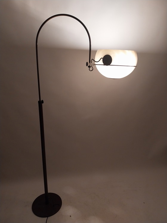 Image 1 of 1 x Gepo arc floor lamp in brown and beige 1970s height adjustable