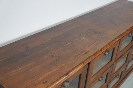 Image 1 of Armario de mercería holandés antiguo de pino, mediados del siglo XX