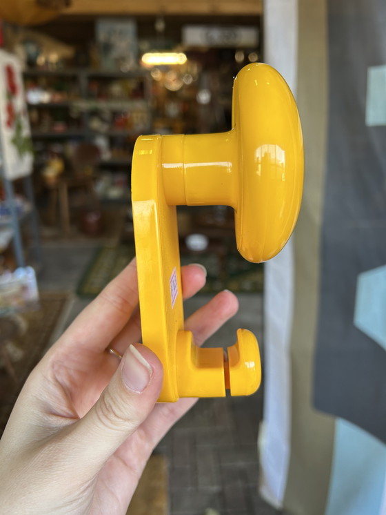 Image 1 of 3 vintage Italian design yellow coat hooks