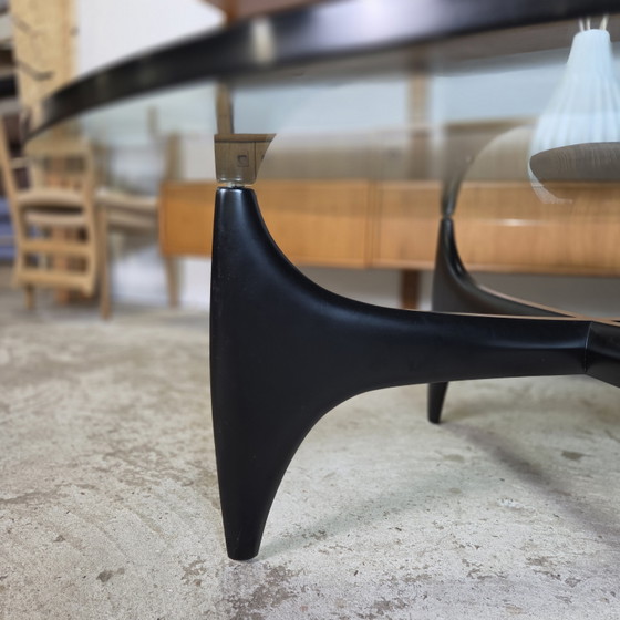 Image 1 of Vintage jaren 50-60 space age design salontafel glas en hout