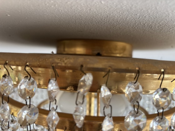 Vintage Getrapte Kristallen Plafondlamp – Messing & Kristal – Jaren 70 – Plafondlampen, Brass, Crystal (photo 6 of 12)