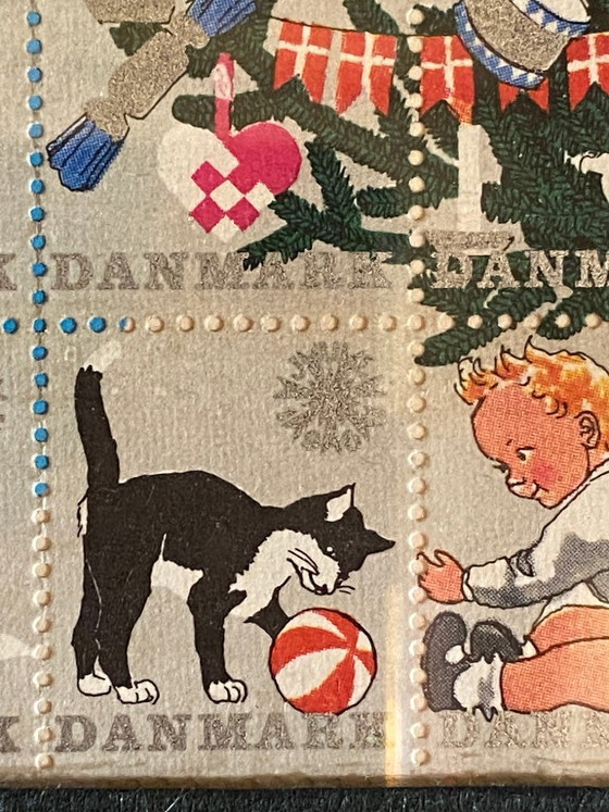 Cinque fogli originali incorniciati di francobolli natalizi danesi (1959-1964) – Stampe artistiche, Carta (photo 10 of 20)