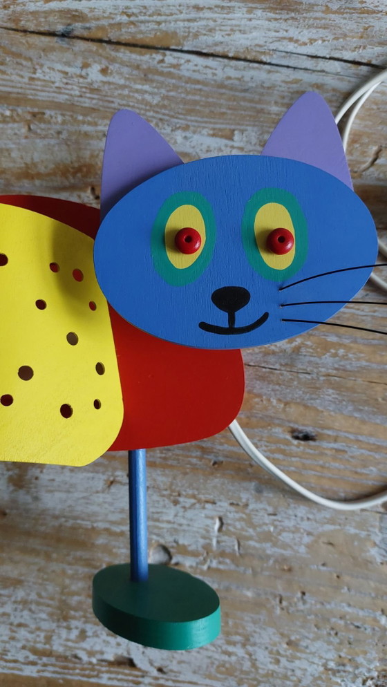 Memphis style design Children's light wooden cat, Metal, Multi Color (photo 2 of 6)