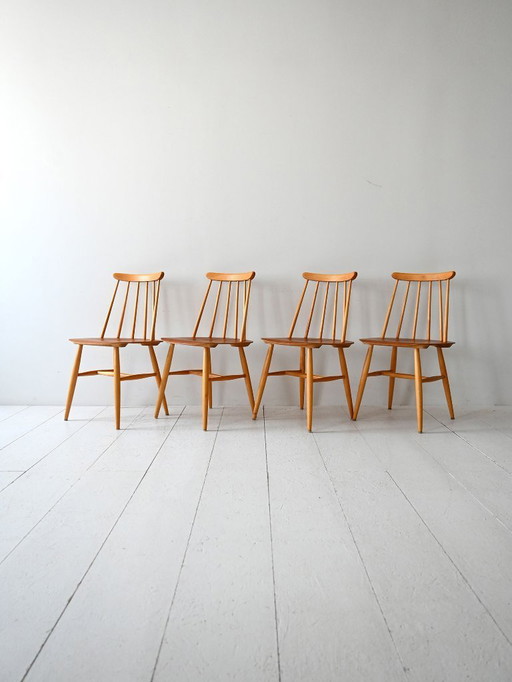 Ensemble de 4 chaises Fanett par Tapiovaara, Edsbyverken 1962