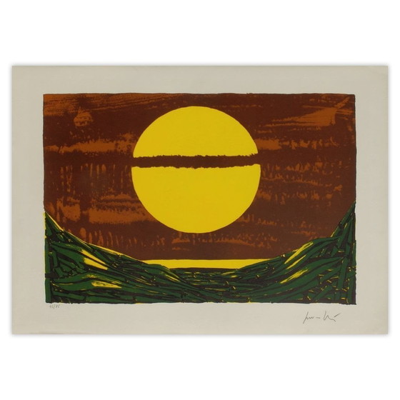 Image 1 of Cesare PEVERELLI Champ de cannes, jaune Lithographie signée 1975