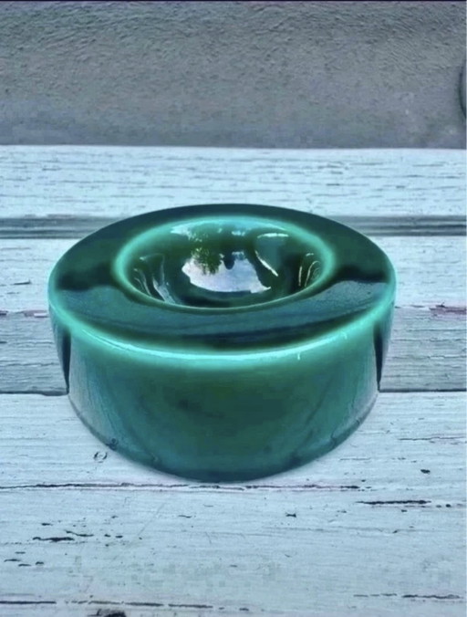 Vintage Space Age groene keramische asbak, jaren 60-70