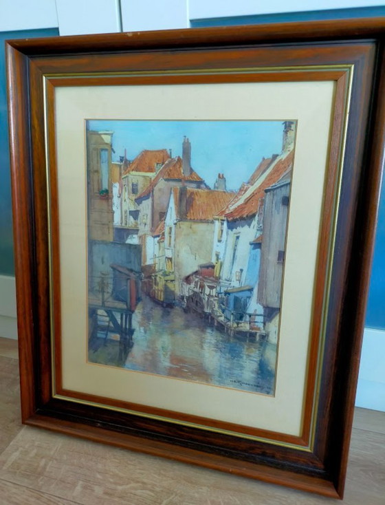 Image 1 of Watercolor from 1926 of Zutphen by H.E. Roodenburg (heirloom)