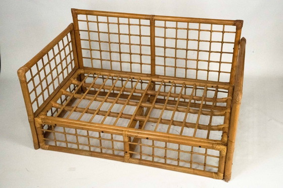 Image 1 of Loveseat italiano de mediados de siglo con un toque tropical chic de Vivai del Sud, ratán y bambú, década de 1960