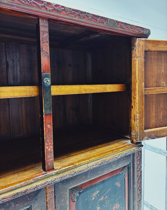 Vintage Chinese Black & Red Cabinet – Metal, Wood (photo 14 of 19)