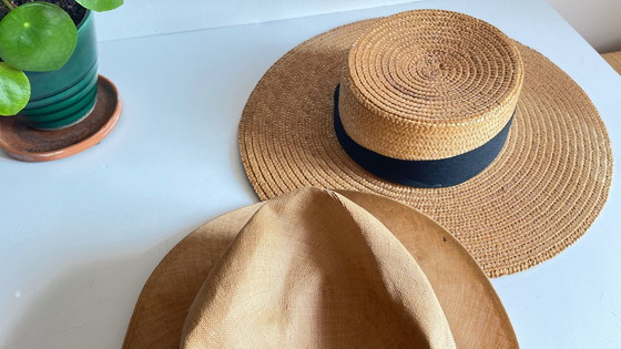 Image 1 of Déco CHAPEAUX de Paille Vintage