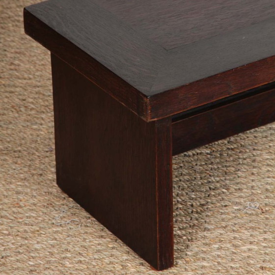 Image 1 of Lage eikenhouten bank, Bretons werk uit de jaren 1940.