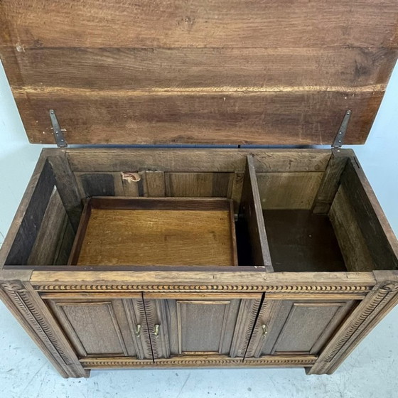Image 1 of Antike Klappenschranktruhe, TV-Schrank, Aufbewahrungsschrank aus Eichenholz