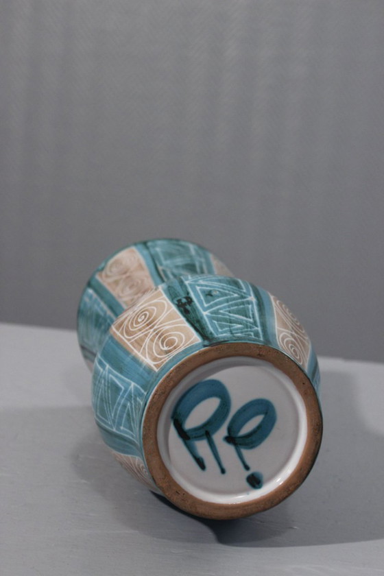 Image 1 of Robert Picault in Vallauris Große Vase Inzisionsdekor Frankreich 1950s