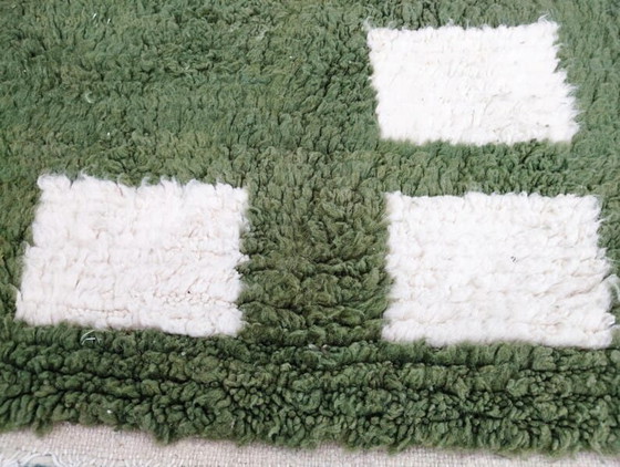 Handgemaakt vloerkleed van puur wol, groen en wit, 1,5/2,5 m – Aime Té, Vloerkleden en tapijten, Wool (photo 9 of 10)
