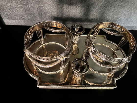 Image 1 of Service à huile et vinaigre Louis XVI en argent Anno 1778, Jan Baptist Verberckt Anvers