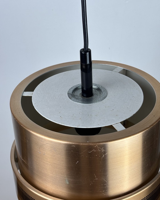 Image 1 of Vintage Doria Hanglamp, jaren '70, Mid Century Modern, Duitsland, jaren '70, Messing metaal Koper, Ruimtetijdperk, Brutalisme, D