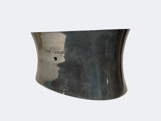 Image 1 of Seau à champagne double Dom Pérignon - Refroidisseur à vin multi-bouteilles vintage en étain poli français