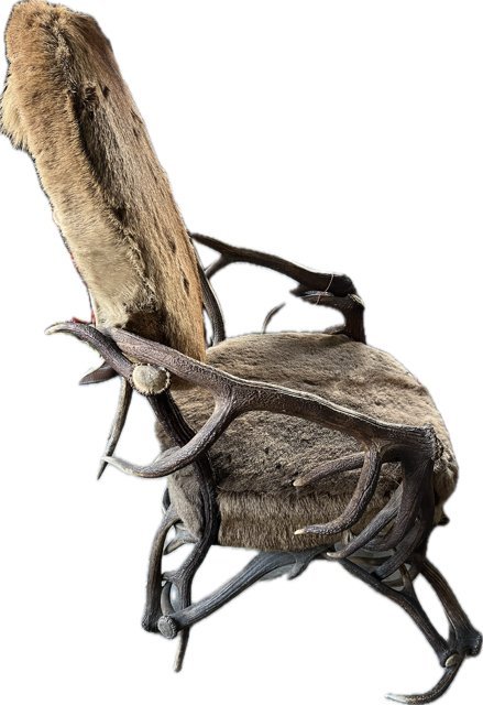 Image 1 of Coppia di poltrone antiche uniche con corna di cervo