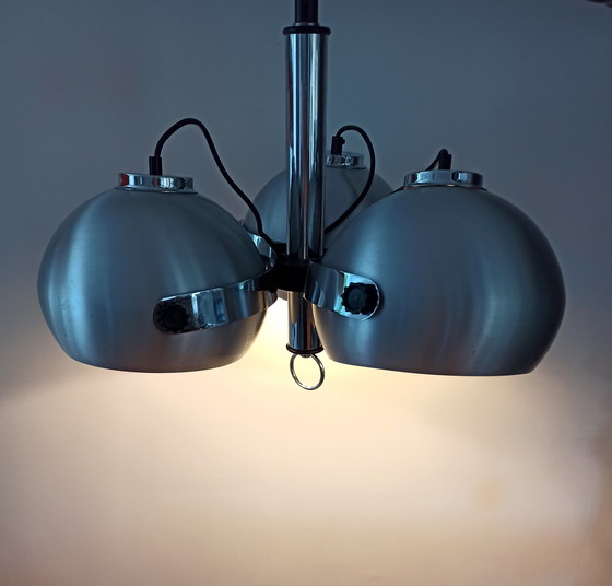 Image 1 of Oogvormige hanglamp van geborsteld metaal