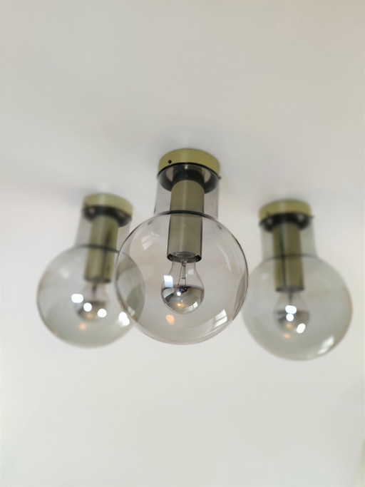 3 lampade da soffitto a globo Raak, anni '60
