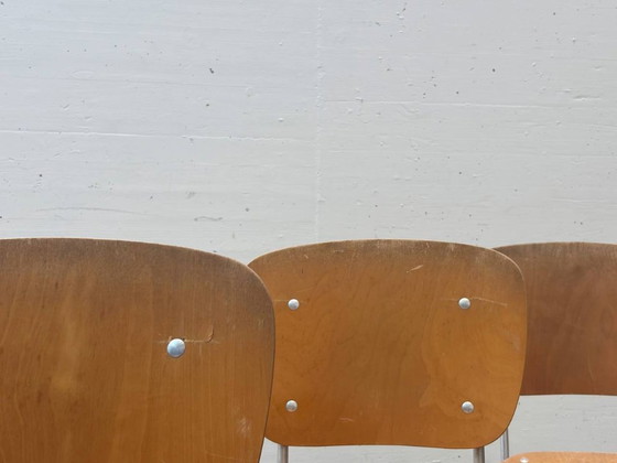 Image 1 of Set van 3 Armin Wirth klapstoelen van gevormd multiplex, Zwitserland, jaren 1950/60.