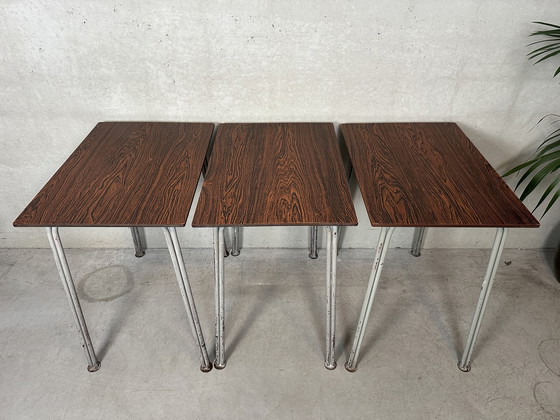 Image 1 of Vintage industrial school tables - steel and composite