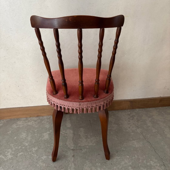 Image 1 of Wooden chair with red velvet