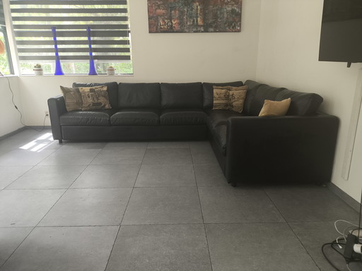 Ecksofa schwarz Leder VILME
