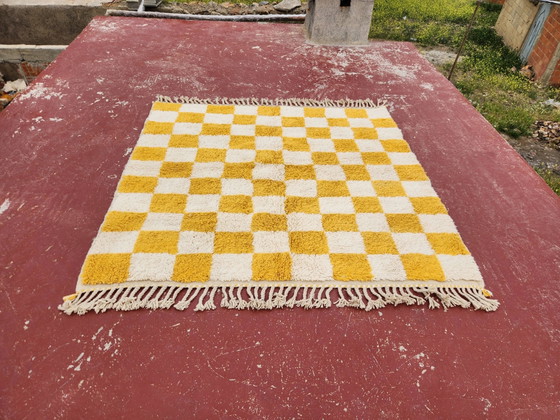 Tappeto Beni Ouarain a scacchiera 186x178 cm – Lana spessa – Motivo a scacchi ocra – Tappeti, Cotone (photo 5 of 9)