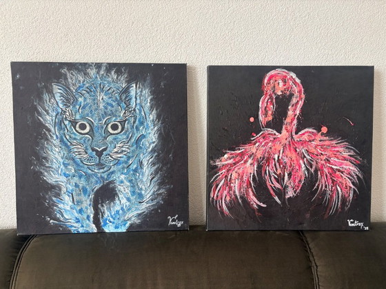 Heart of Night and Flamingo Inferno – Paintings & Drawings, Canvas (photo 5 of 5)