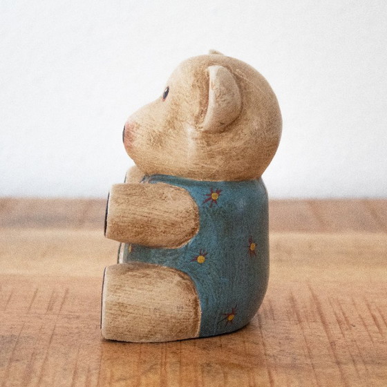 Image 1 of Orsetto di peluche in legno, decorazione vintage per la cameretta.