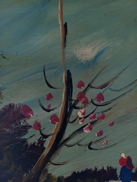 Image 1 of Oil painting Landscape with peasant women