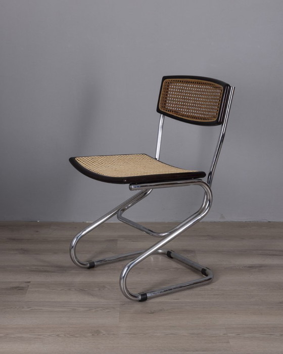 Image 1 of Set of 4 vintage 1960s metal and Vienna straw chairs, Italian design