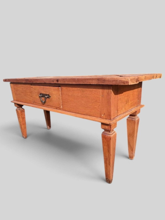 Large old Spanish sidetable, hall table, dimensions 171x45cm and 82cm high, Consoles, Metal, Wood, Brown (photo 5 of 5)