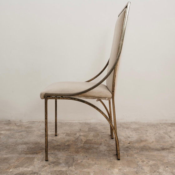 Image 1 of Dining Set 4 Vintage Italian Brass Dining Chairs by Zevi Design 1970's