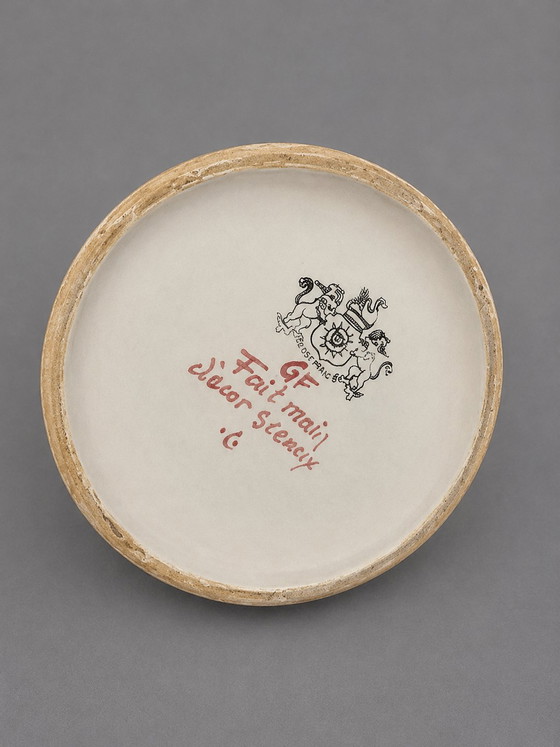 Image 1 of Große Fourmaintraux & Dutertre Desvres Fayence Vase – Handbemalt – Frankreich – 26 cm