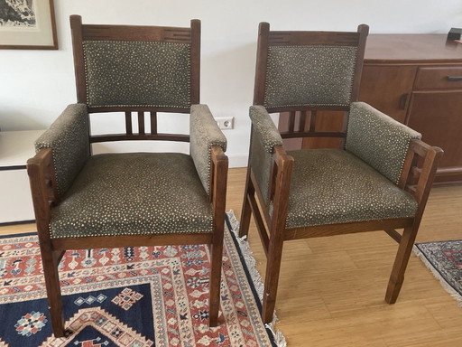 École d'Amsterdam - Deux fauteuils en chêne