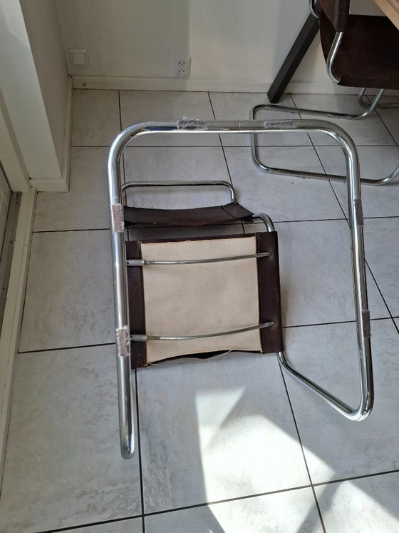 Image 1 of 5 sedie vintage in stile Bauhaus con struttura tubolare e rivestimento in pelle