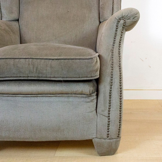 Image 1 of Fauteuil à oreilles en velours vintage, 1970