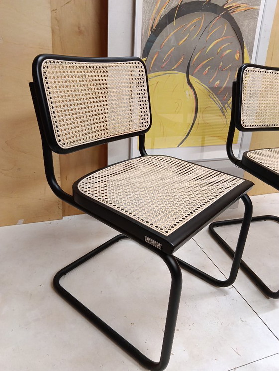 Image 1 of ALIVARMVSEVM 104. SET of 2 CESCA B32 Chairs (NEW) in Black Frame Limited Edition 