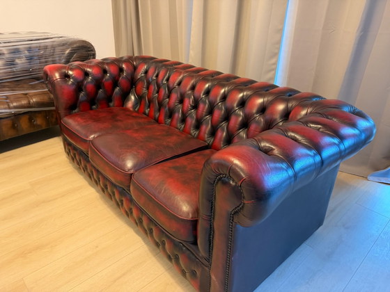 Chesterfield Oxblood – Divani 3 posti, Pelle (photo 7 of 8)